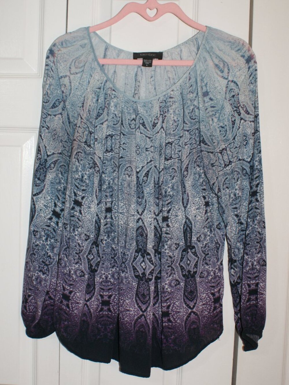 Karen Kane Purple and Blue Ombre Paisley Blouse - Large EUC